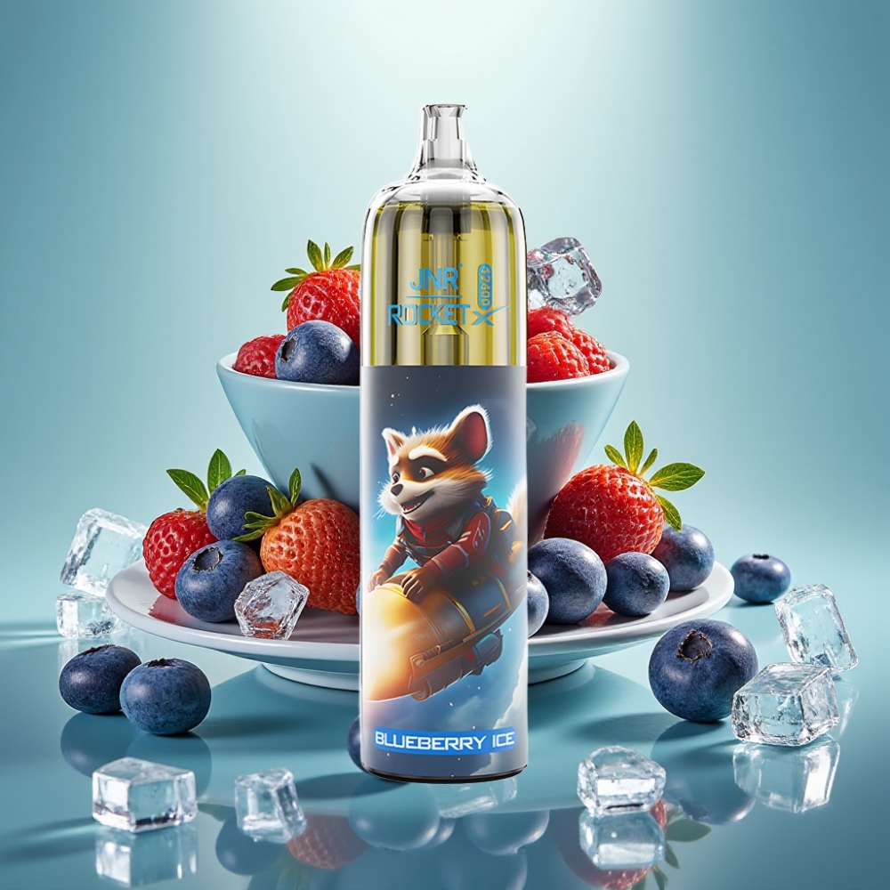 JNR Rocket-X 12400 Puffs Adjustable Airflow RGB Mėlynųjų Uogų Ledas