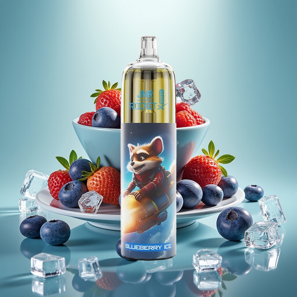 JNR Rocket-X 12400 Puffs Adjustable Airflow RGB Mėlynųjų Uogų Ledas