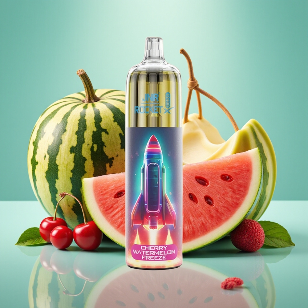 JNR Rocket-X 12400 Puffs Adjustable Airflow RGB Svogūninis Vandensmelionas Su Uogomis