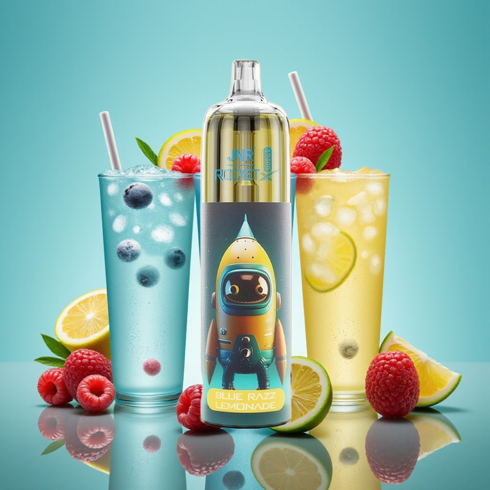JNR Rocket-X 12400 Puffs Disposable Vape Mėlynojo avietės limonado, Adjustable Airflow, RGB