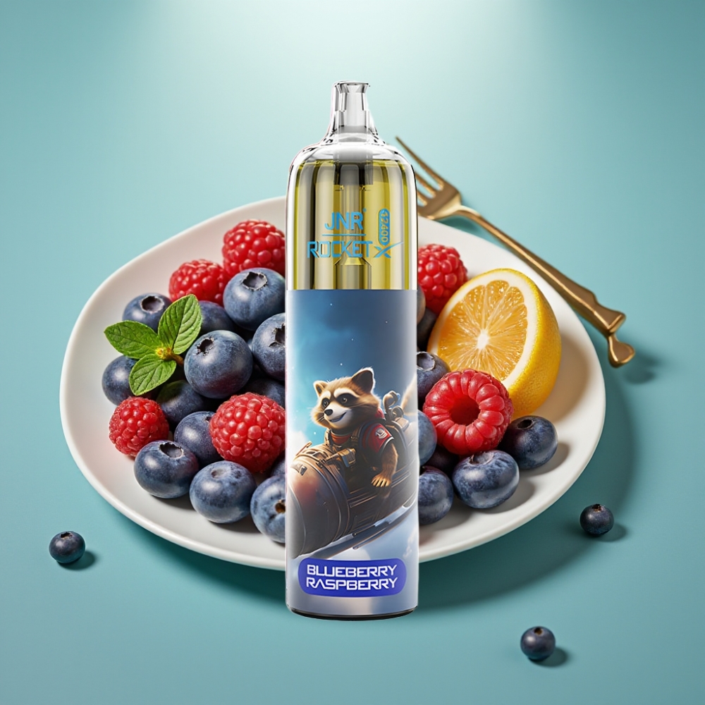 JNR Rocket-X 12400 Puffs, Reguliuojamas Oro Srautas, Mėlynųjų Aviečių ir Aviečių Skonis