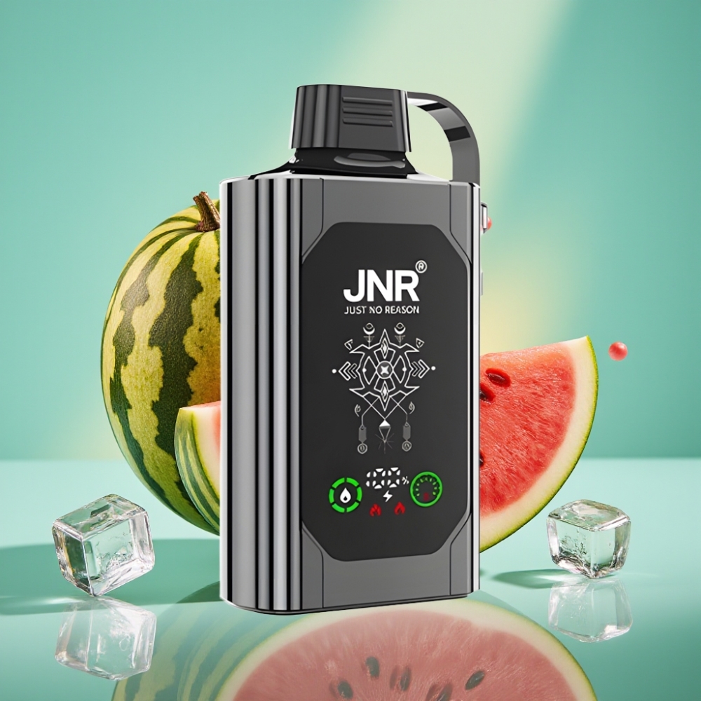 JNR Shisha Hookah Box 20500 Puffs, HD Display, Dual Mesh Coil, Arbūzo Ledas