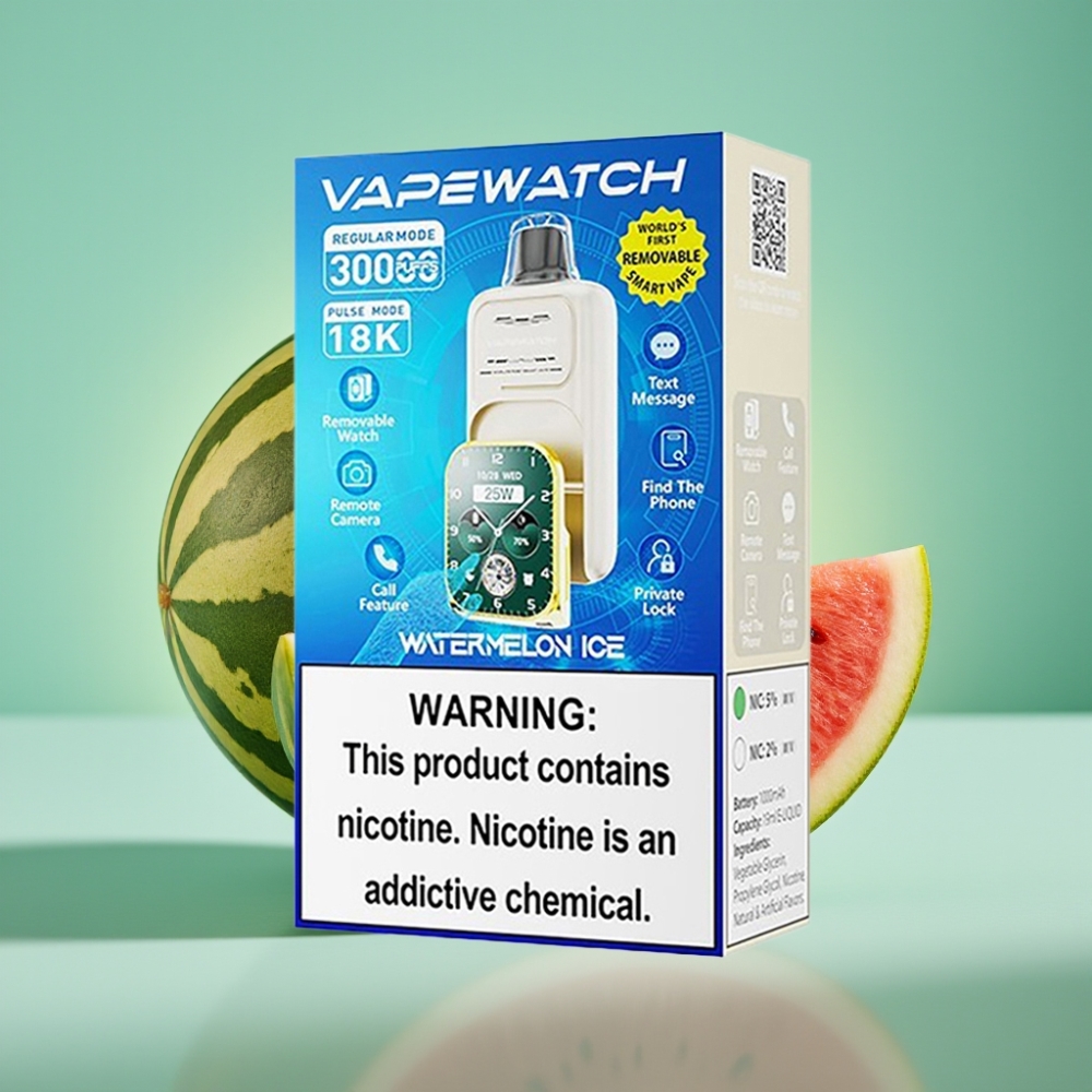 JNR VapeWatch 30000 Puffs Dual Mesh Coil Type-C Arbūzas su Ledu