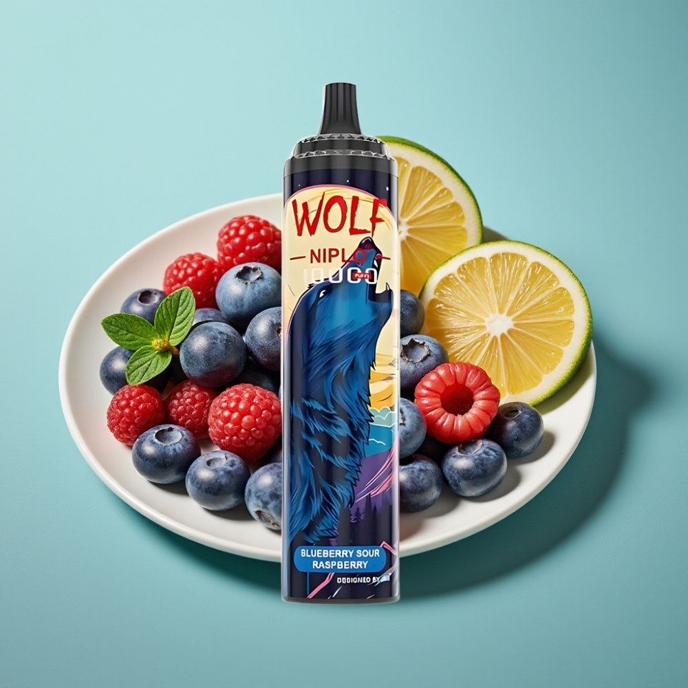 JNR Wolf Niplo 10000 Puffs 1.0 Ohm Mėlynųjų aviečių ir raudonųjų aviečių skonis