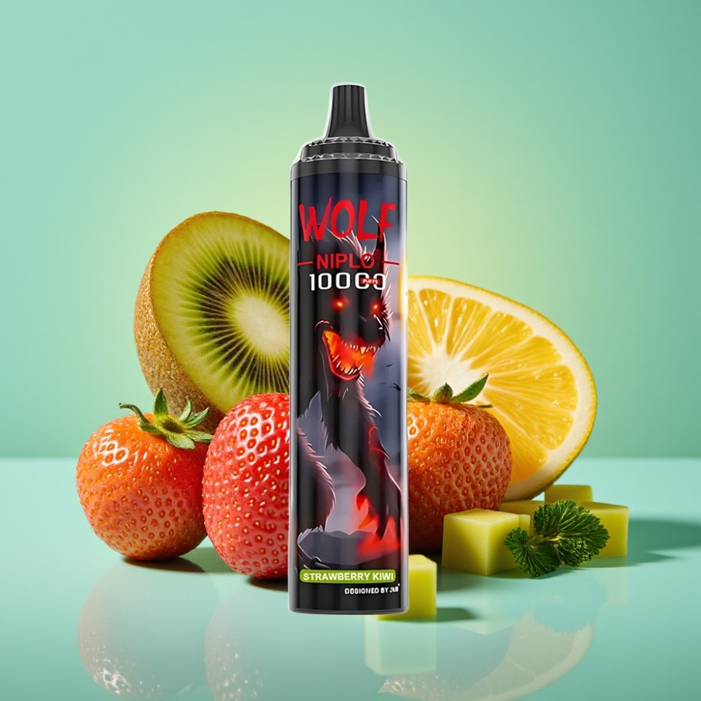 JNR Wolf Niplo 10000 Puffs, 1.0 Ohm, žemuogės kivių skonis