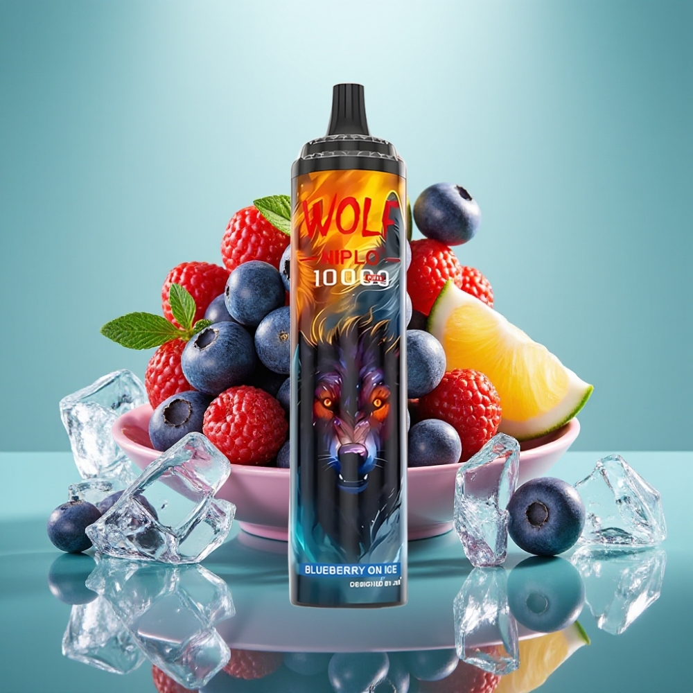 JNR Wolf Niplo 10000 Puffs 20ml 1.0 Ohm Mėlynės su Ledu