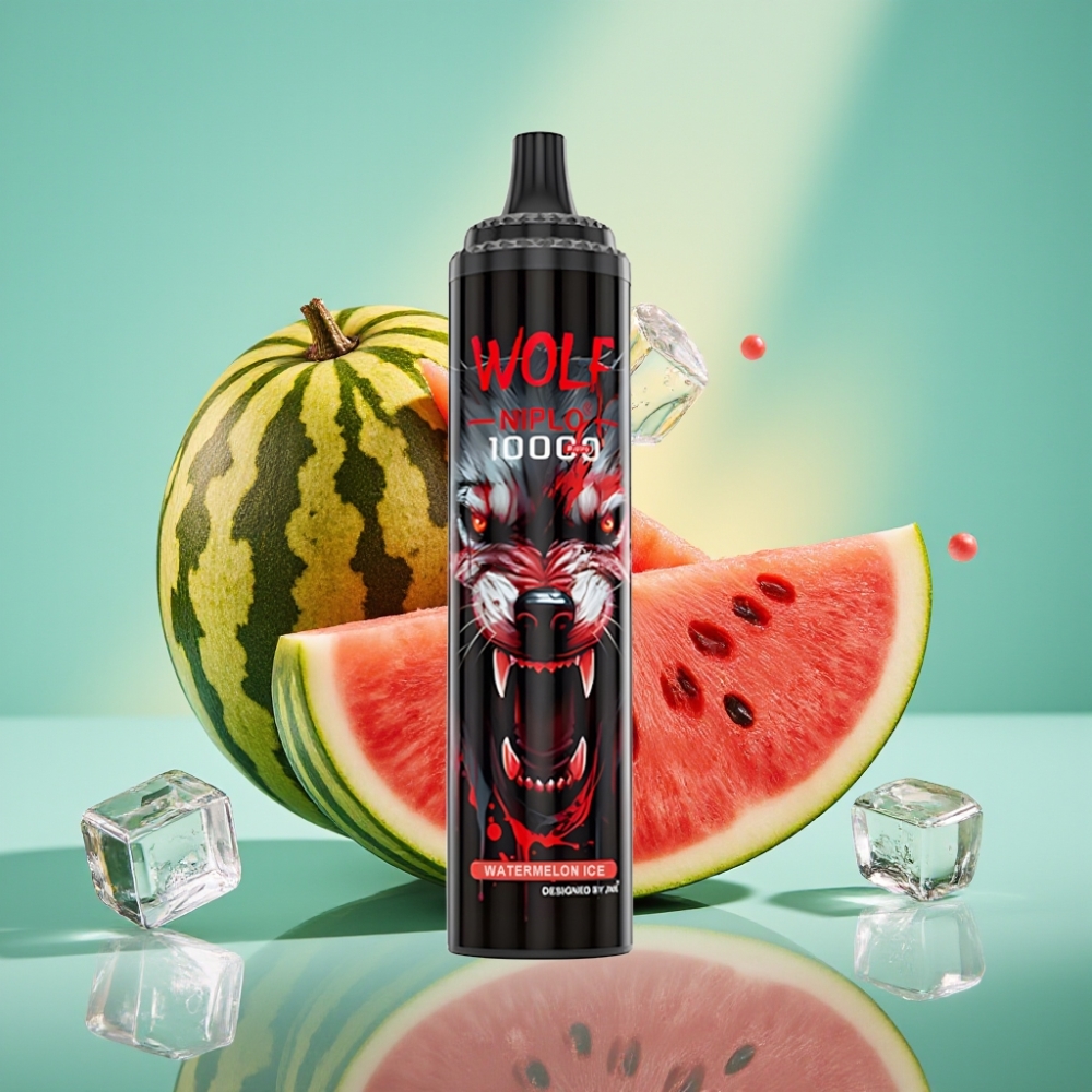 JNR Wolf Niplo 10000 Puffs, Tinklas 1.0 Ohm, Vandens Melionas Su Mėtų Skoniu
