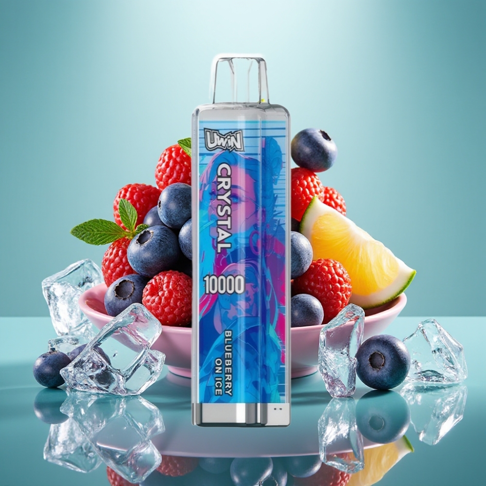 UWIN Crystal 10000 Puffs 18ml Mėlynės su Ledu 0,8 Ohm