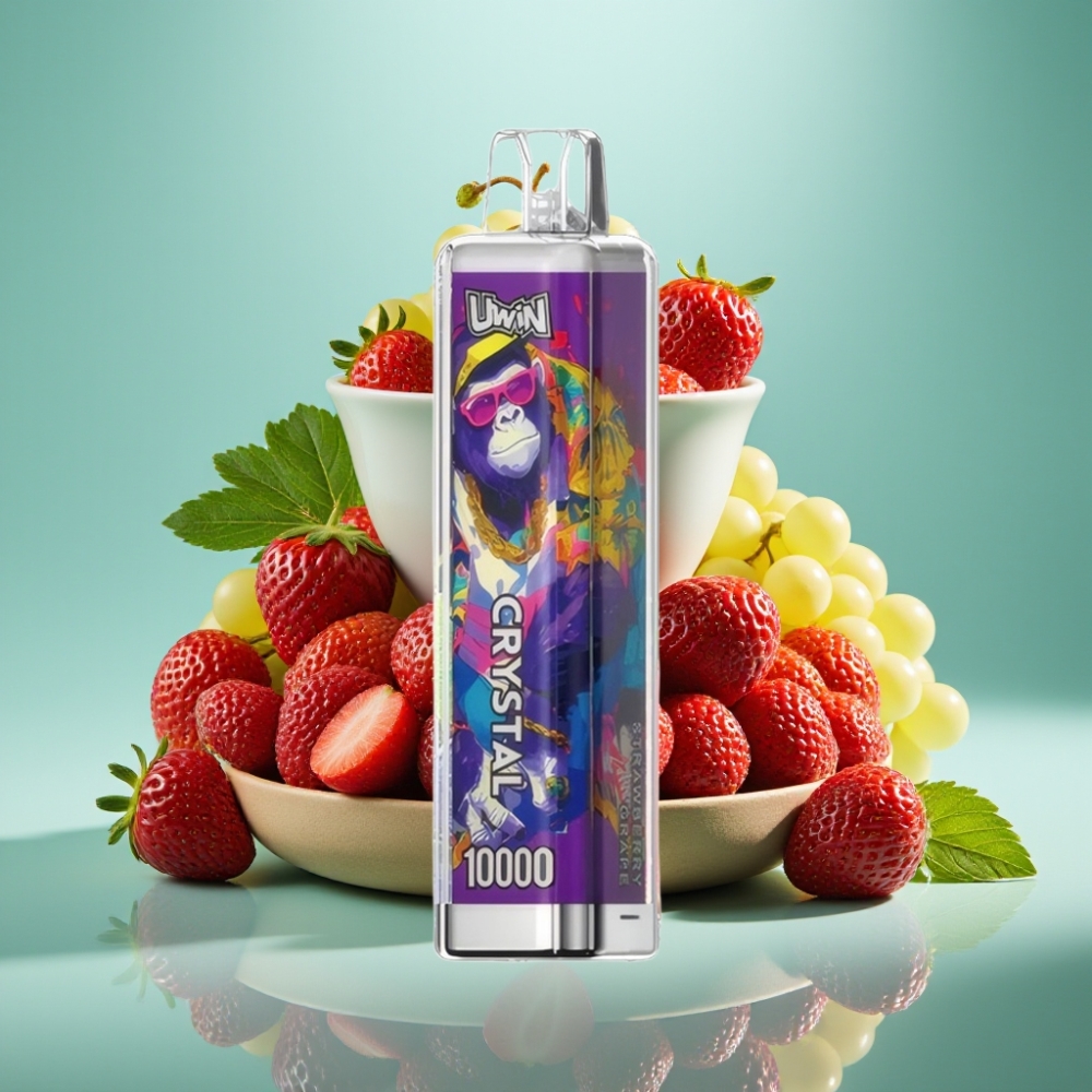 UWIN Crystal 10000 Puffs 18ml RGB žemuogės vynuogės 0.8 Ohm
