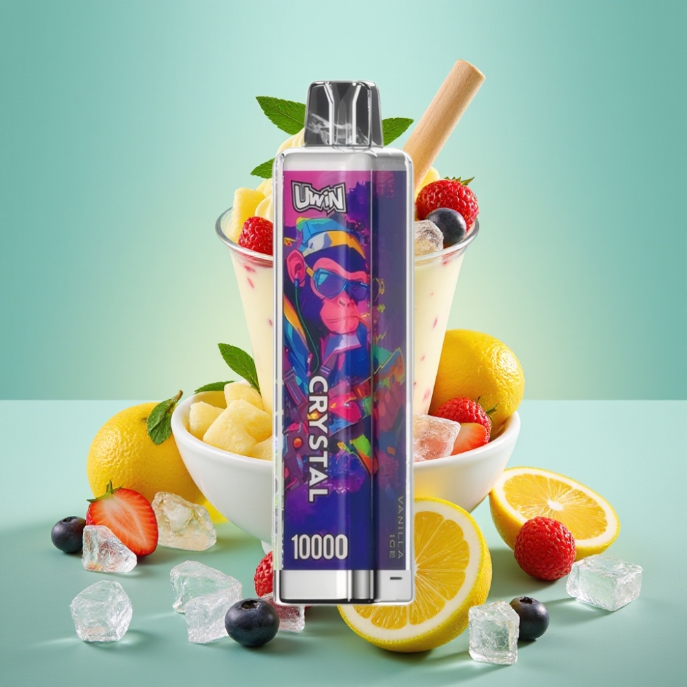 UWIN Crystal 10000 Puffs Vanilinės Ledinės, 18ml, RGB apšvietimas