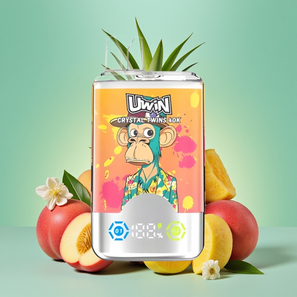 UWIN Crystal Twins 40000 Puffs 32ml 0,6 Ohm Persikų Mango Ananasų Red Bull