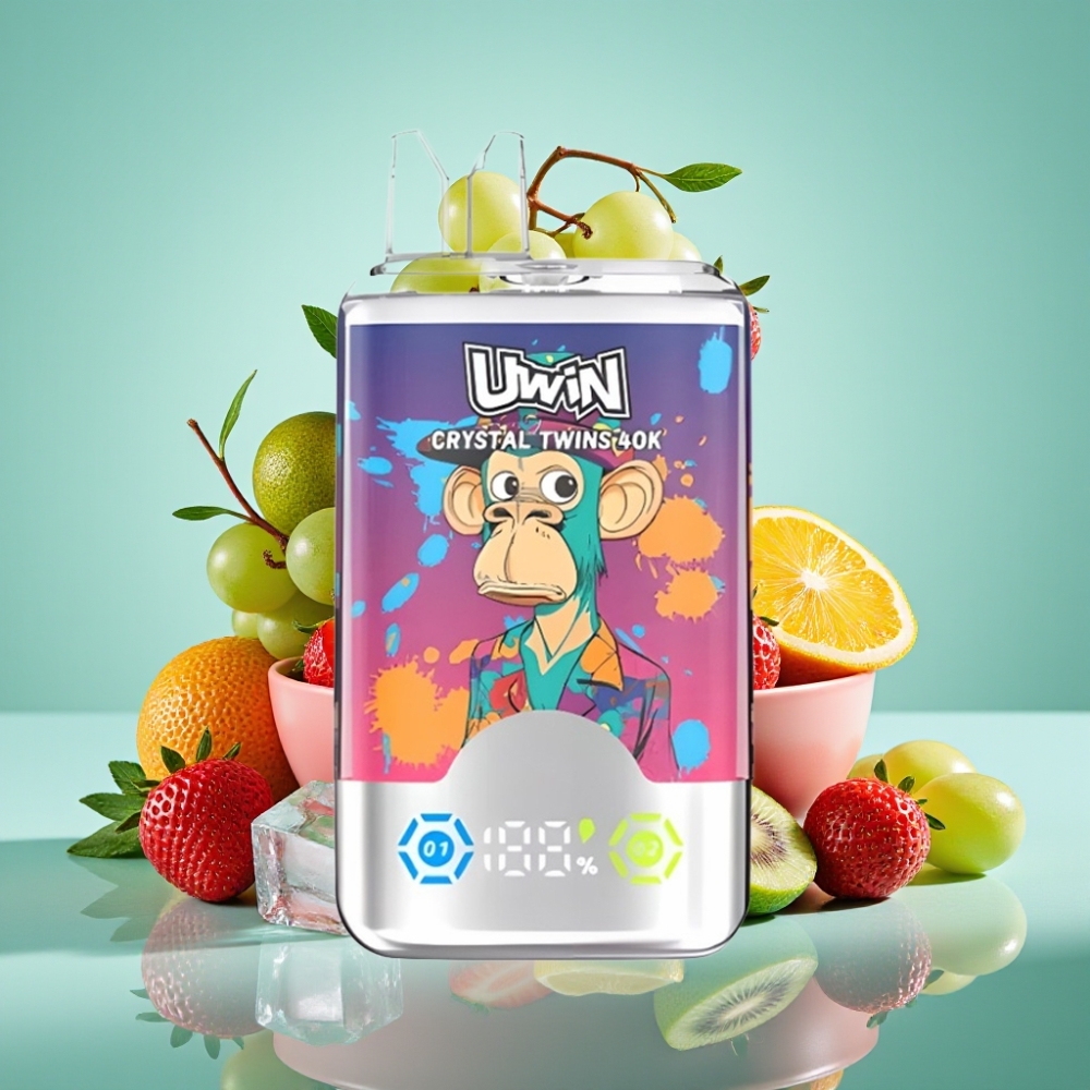 UWIN Crystal Twins 40000 Puffs 32ml 850mAh Braškių Kiwi Vynuogių Ledas