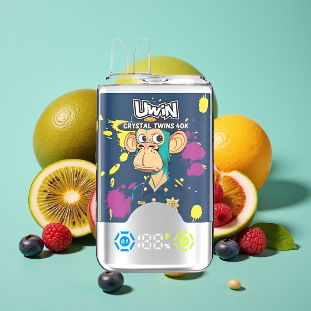 UWIN Crystal Twins 40000 Puffs 32ml Dviguba Skonis Kiwi Pasiflora Gvajava Mėlyne