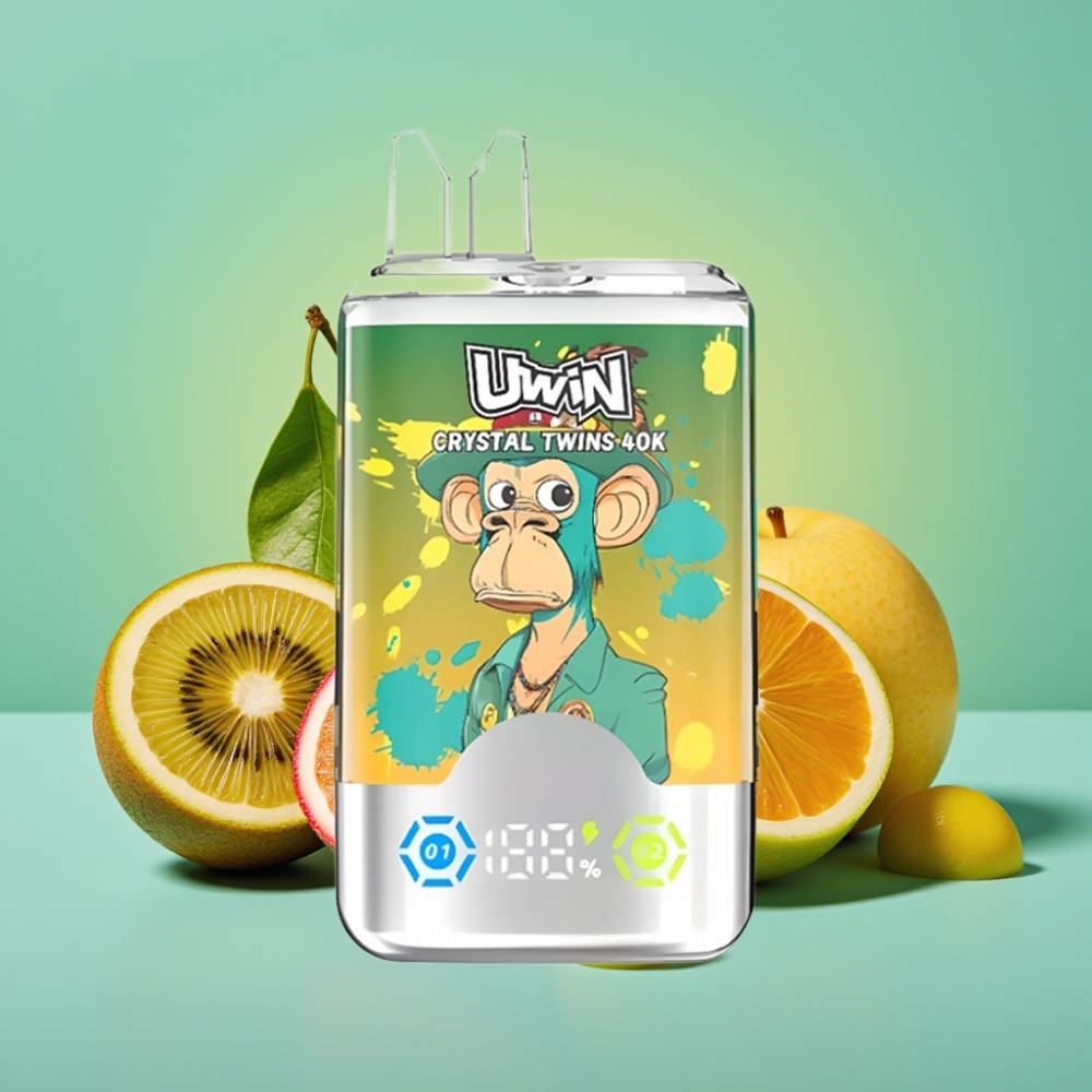 UWIN Crystal Twins 40000 Puffs 32ml Kiwi Pasiflora Gvajava Du Obuoliai