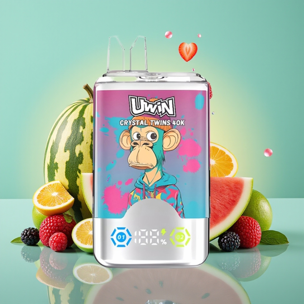 UWIN Crystal Twins 40000 Puffs Arbūzas-Uogos Ledas, 32ml, Type-C