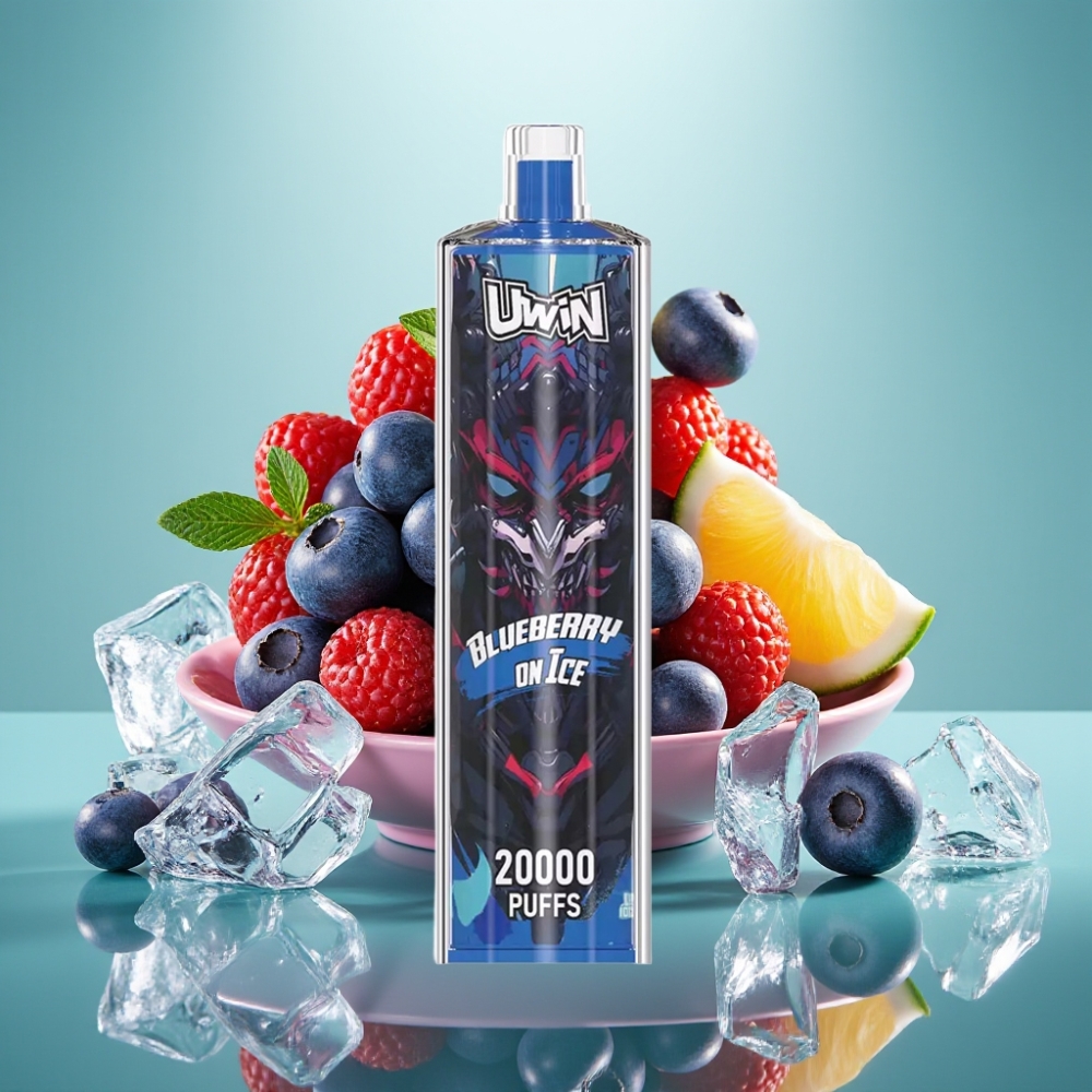 Uwin Shisha Hookah Crystal 20000 Puffs 22ml DTL Mėlynųjų Agaukų Su Ledu