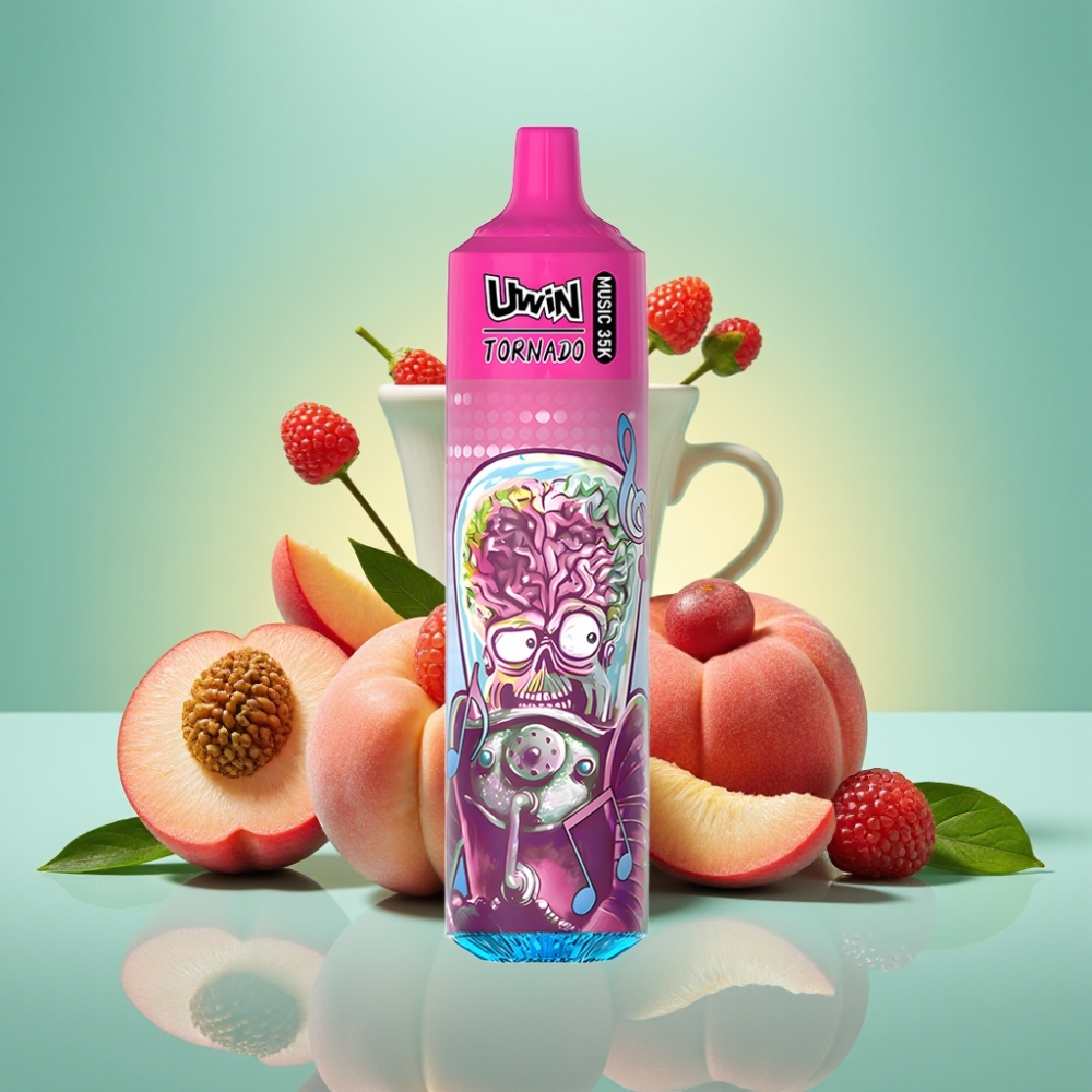 Uwin Tornado 35K Peach Berry Mėlynė Music Disposable Vape 600mAh Type-C
